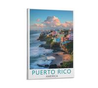 Puerto Rico America Travel Poster Canvas Art Print Office Family Bedroom Decorative Posters Gift Wall Decor Poster 16x24inch(40x60cm) Frame