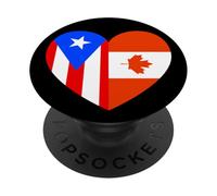 Puerto Rico and Canada Flags: Heart Shaped Unity PopSockets Adhesive PopGrip