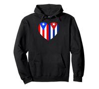 Puerto Rico and Cuba Flags: Heart Shaped Unity Pullover Hoodie
