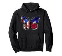 Puerto Rico and Haiti Butterfly Half Boricua Haitian Roots Pullover Hoodie