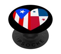 Puerto Rico and Panama Flags: Heart Shaped Unity PopSockets Adhesive PopGrip