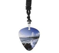 Puerto Rico - Beach Guitar Pick Necklaces Titanium Steel Non-Fading Metal Guitar Pendant Personalized Cool Guitar Pick Necklace Hip Hop Punk Music Necklace for Music Lover & Gifts