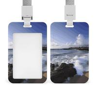 Puerto Rico - Beach ID Badge Holder Durable ABS Plastic Card Case Protector with Lanyard, Push-Pull Slot, Stylish Lanyard ID Card Holders for Office Corporate Use