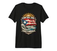 Puerto Rico Boricua Con Sal, Sol Todo Se Arregla Premium T-Shirt