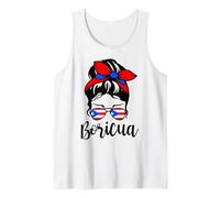 Puerto Rico Boricua Cute Messy Bun Puerto Rican Flag Girl Tank Top