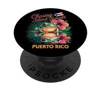 Puerto Rico Coquí Chasing Island Sunsets Tropical Boricua PopSockets Adhesive PopGrip