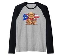 Puerto Rico Coqui Frog Jibaro Map Flag Boricua Heritage Raglan Baseball Tee