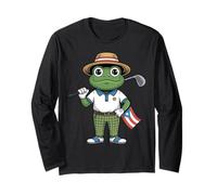 Puerto Rico Coqui Taino Symbol Puerto Rican Flag Frog Retro Long Sleeve T-Shirt