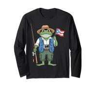 Puerto Rico Coqui Taino Symbol Puerto Rican Flag Frog Retro Long Sleeve T-Shirt