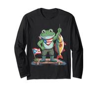 Puerto Rico Coqui Taino Symbol Puerto Rican Flag Frog Retro Long Sleeve T-Shirt