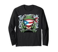 Puerto Rico Coqui Taino Symbol Puerto Rican Flag Frog Retro Long Sleeve T-Shirt