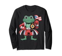 Puerto Rico Coqui Taino Symbol Puerto Rican Flag Frog Retro Long Sleeve T-Shirt