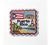 Puerto Rico Flag Beach Lighthouse Patch Hook and Loop Cool Travel Morale Embroidered Badge 3 * 2.8 Inch Island Palm Tree Decor for Jacket Backpack Caps Vest Molle Helmets Gym Gift for Travel Lovers