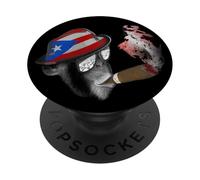 Puerto Rico Flag Cigar Smoking Monkey Boricua Pride PopSockets Adhesive PopGrip
