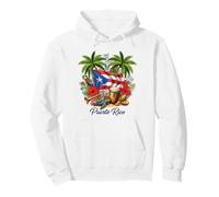Puerto Rico Flag Floral Frog Boricua Women Hispanic Heritage Pullover Hoodie