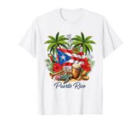 Puerto Rico Flag Floral Frog Boricua Women Hispanic Heritage T-Shirt