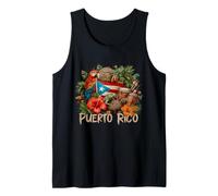 Puerto Rico Flag Floral Frog Boricua Women Hispanic Heritage Tank Top