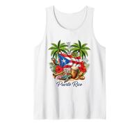 Puerto Rico Flag Floral Frog Boricua Women Hispanic Heritage Tank Top