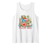 Puerto Rico Flag Floral Frog Boricua Women Hispanic Heritage Tank Top