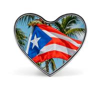 Puerto Rico Flag Frog Palm Lapel Pin Metal Brooch Badge Round Button Enamel Style Pinback for Hats Bags Clothing Gift