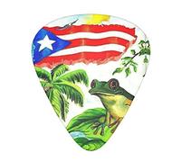 Puerto Rico Flag Frog Palm Trees Advanced guitar pick 12 pieces Three thicknesses for bass, electric guitar, acoustic guitar bag