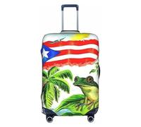 Puerto Rico Flag Frog Palm Trees Luggage Cover Suitcase Trolley Case Protector Elastic Washable Anti Scratch Fit 18-32 Inch