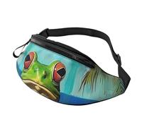 Puerto Rico Flag Frog Palm Trees Printed Fanny Pack for Men Women Crossbody Waist Bag Pack Bum Bag with Adjustable Strap for Hiking Running Travel Cycling