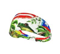 Puerto Rico Flag Frog Palm Trees Printing One-Pack Comfortable Elastic Exercise Headband Athletic Band 4.3 * 13.4in Soft And Breathable
