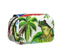 Puerto Rico Flag Frog Palm Treesdouble Layer Pencil Case With Flip Top Big Pencil Bag Pouch Stationery Organizer Makeup Bag For Boys Girls Teen College Students School Adults & Office Supplies