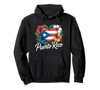 Puerto Rico Flag Heart Hibiscus Flowers Pullover Hoodie