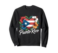 Puerto Rico Flag Heart Hibiscus Flowers Sweatshirt