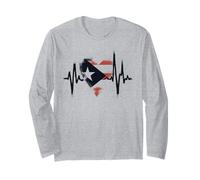 Puerto Rico Flag Heartbeat - Patriotic Homeland Lover Long Sleeve T-Shirt
