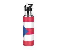 Puerto Rico Flag Insulated Water Bottle 20 Oz Leakproof Water Bottles, BPA-Free Sports Water Bottle with Straw