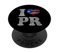 Puerto Rico Flag Love Heart Vintage Faded Graphic PopSockets Adhesive PopGrip