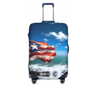 Puerto Rico Flag Luggage Cover Elastic Washable Stretch Suitcase Protector Scratch Resistant Travel Cover White/Opulent Garden Medium, White/Opulent Garden, M