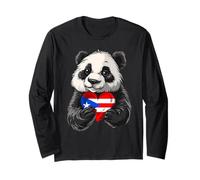 Puerto Rico Flag Panda Bear Puerto Rican Roots Boricua Long Sleeve T-Shirt