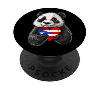Puerto Rico Flag Panda Bear Puerto Rican Roots Boricua PopSockets Adhesive PopGrip
