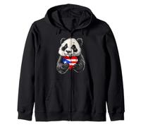 Puerto Rico Flag Panda Bear Puerto Rican Roots Boricua Zip Hoodie