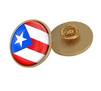 Puerto Rico Flag Pin Badge - Classic Crystal Flag Word Print Novelty Brooches,Patriotic National Style Pin Badge Brooch Wedding Fashion Accessories For Clothes Round