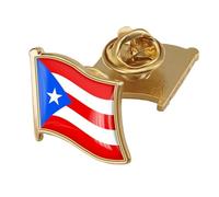 Puerto Rico Flag Pin Badge - Classic Crystal Flag Word Print Novelty Brooches,Patriotic National Style Pin Badge Brooch Wedding Fashion Accessories For Clothes