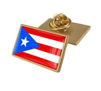 Puerto Rico Flag Pin Badge - Classic Crystal Flag Word Print Novelty Brooches,Patriotic National Style Pin Badge Brooch Fashion Accessories For Clothes Rectangle