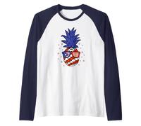 Puerto Rico Flag Pineapple Raglan Baseball Tee