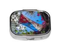 Puerto Rico Flag Print Pill Box Portable Pill Case Holde Organizer for Purse Pocket Travel Gifts