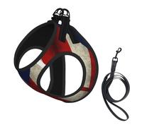 Puerto Rico Flag Print Small Dog Harness And Leash Set, Adjustable Soft Vest With 360° Reflective Straps For Cats Puppy