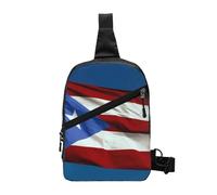 Puerto Rico Flag Printed Sling Bag Gym Bags for Men Women, Foldable Sports Shoulder Chest Bag for Running Hiking Cycling Travel Work