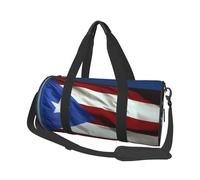 Puerto Rico Flag Printed Sports Gym Bag with Wet Pocket & Shoes Compartment, Travel Duffel Bag for Men Women