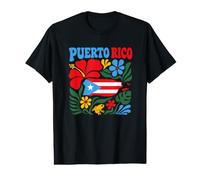 Puerto Rico Flag Tropical Flowers Boricua Island Pride Value Graphic T-Shirt