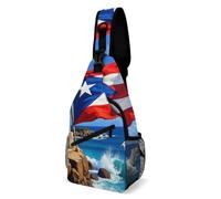 Puerto Rico Flag Unisex Daypack Casual Sling Bag Multiple Pockets Crossbody Backpack For Camping Running Walking