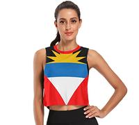 Puerto Rico Flag Women's Crop Top Yoga Workout Tank Top Casual Crop Tops for Women, Republic of the Antigua and Barbuda Flag, XXL
