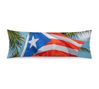 Puerto Rico Flags Frog Palm Trees Body Pillow Pillowcase 20"x54" Lumbar Throw Pillow Covers with Hidden Zipper Breathable & Cozy Full Long Bodypillow Case Cover for Sleeping Bedroom Couch Sofa Decor